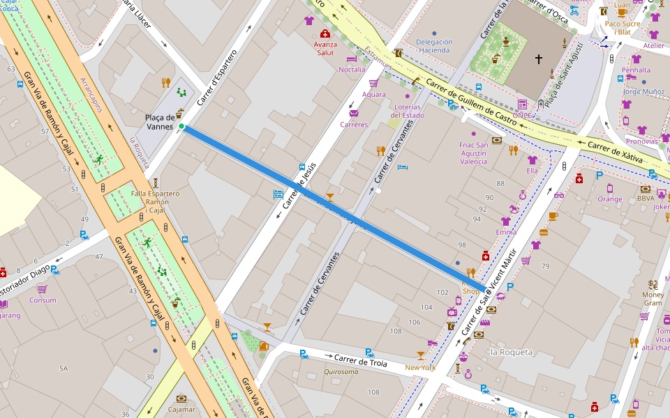 Carrer del Pare Jofré walking route map in València
