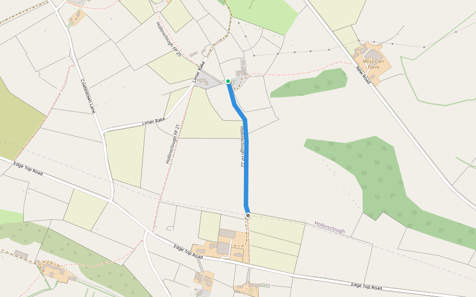 Hollinsclough FP 22 walking route map in Hollinsclough