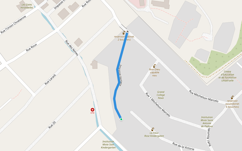 Impasse Vertiere walking route map in Port-au-Prince