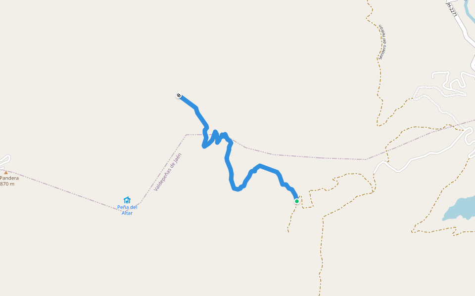 Sendero del Puerto de la Nava walking route map in Valdepeñas de Jaén