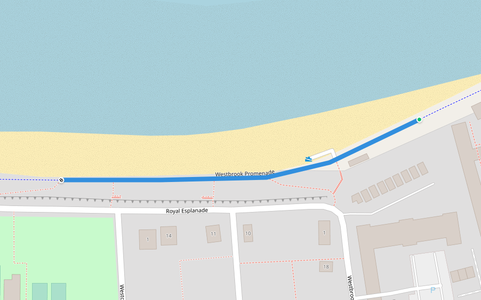 Westbrook Promenade walking route map in Margate