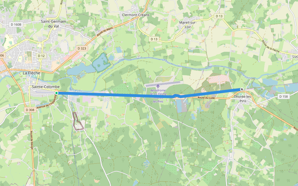 Voie Verte la Flèche -Le Lude walking route map in La Flèche