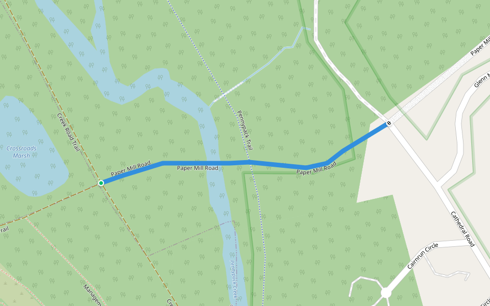 Paper Mill Road walking route map in Bryn Athyn