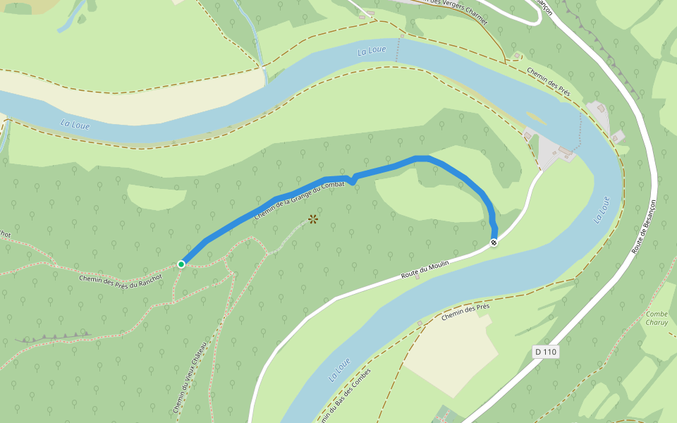 Chemin de la Grange du Combat walking route map in Chenecey-Buillon