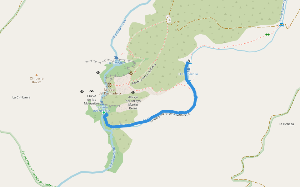 Sendero del Arroyo Martín Pérez walking route map in Aldeaquemada