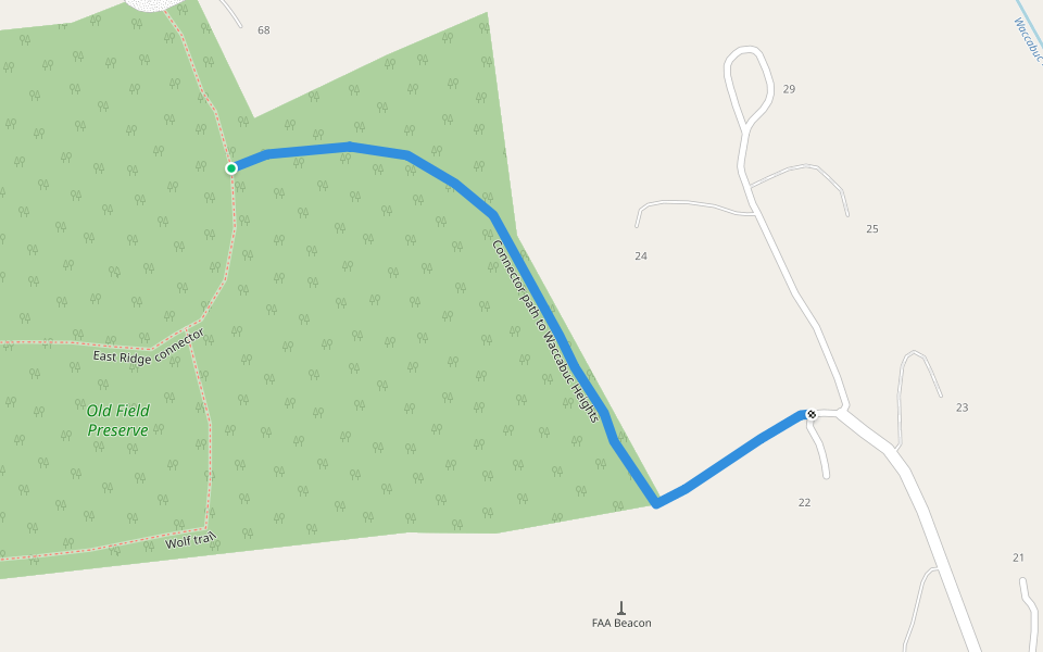 Connector path to Waccabuc Heights walking route map in Waccabuc