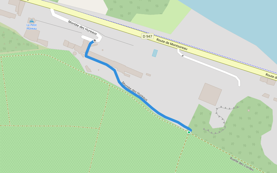 Montée des Hureaux walking route map in Saumur