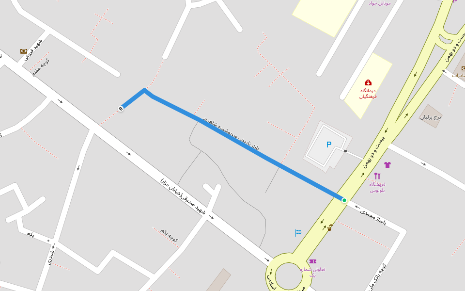 بازار تاریخی سرپوشیده شاهرود walking route map in Tāsh-e-olyā