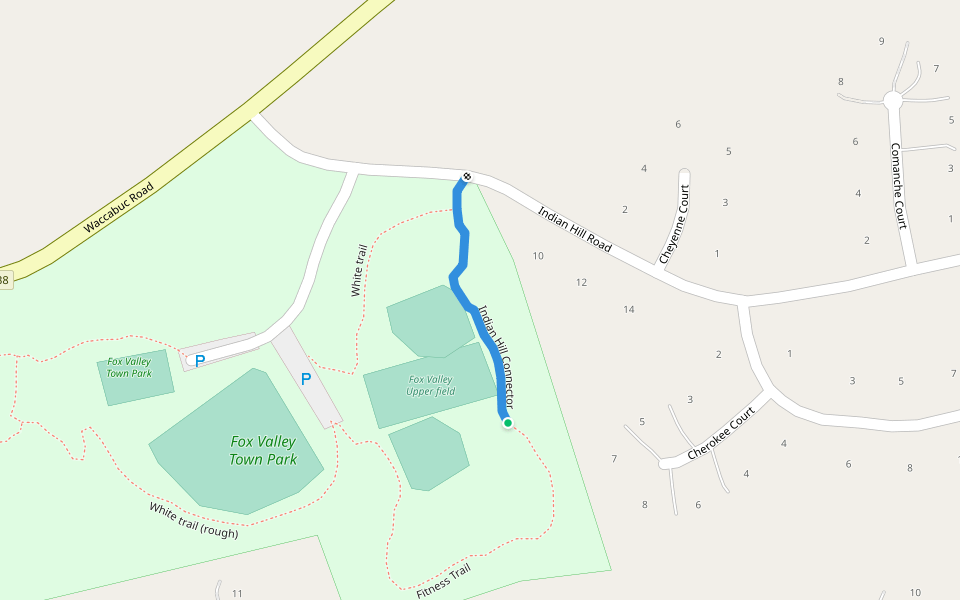 Indian Hill Connector walking route map in Katonah