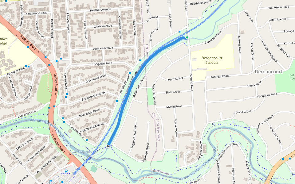 Dernancourt Singletrack walking route map in Dernancourt