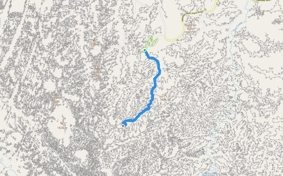 Squaw Canyon Trail walking route map in Monticello