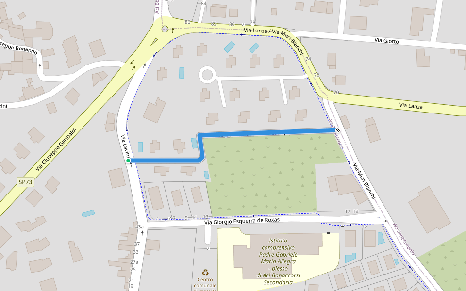 Percorso pedonale Antonio Canepa walking route map in Aci Bonaccorsi