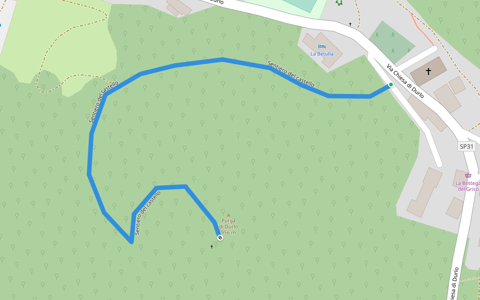 Sentiero del castello walking route map in Durlo