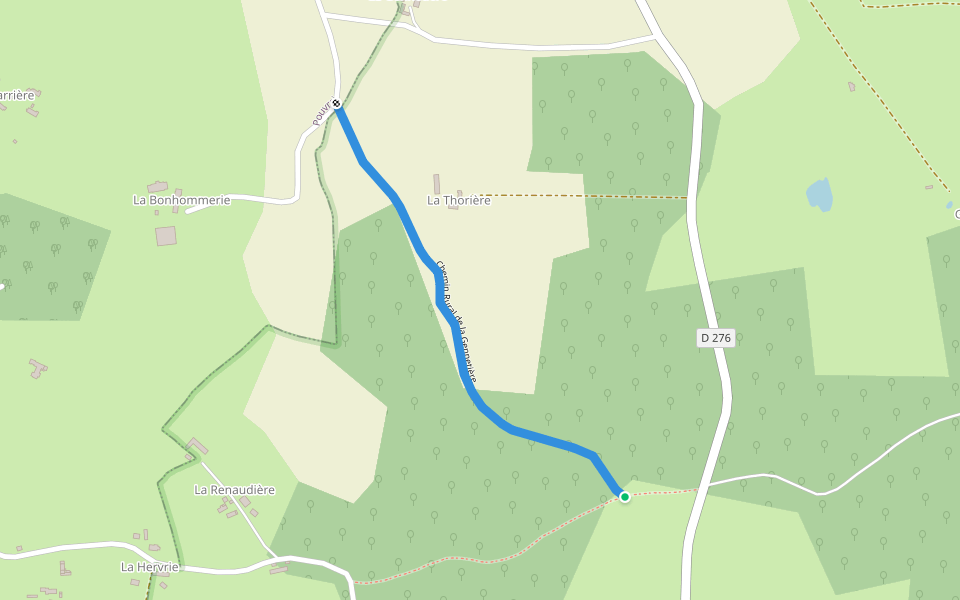 Chemin Rural de la Gennetière walking route map in Bellou-le-Trichard