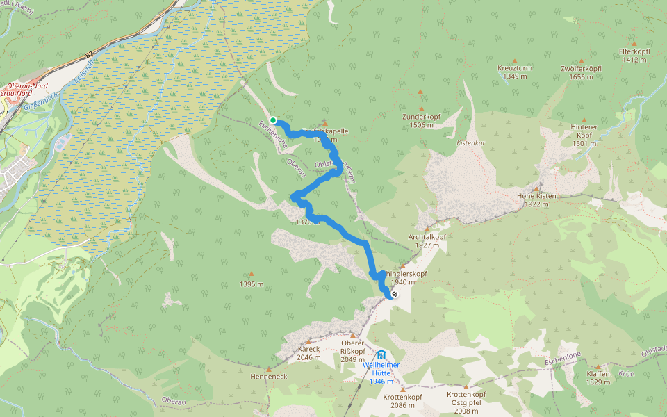 Martinisteig walking route map in Eschenlohe