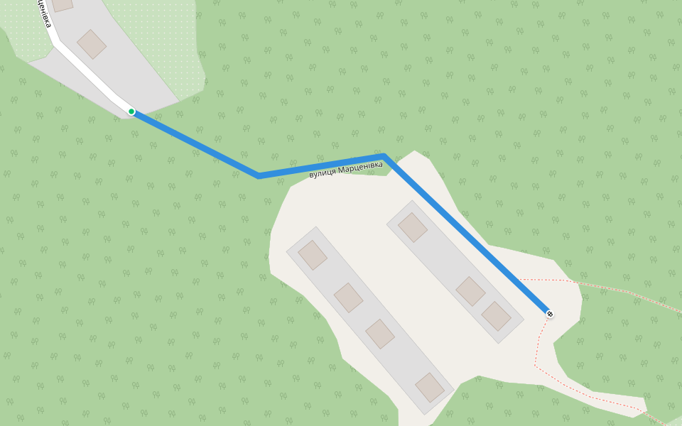 Марценівка вулиця walking route map in Kremenets'