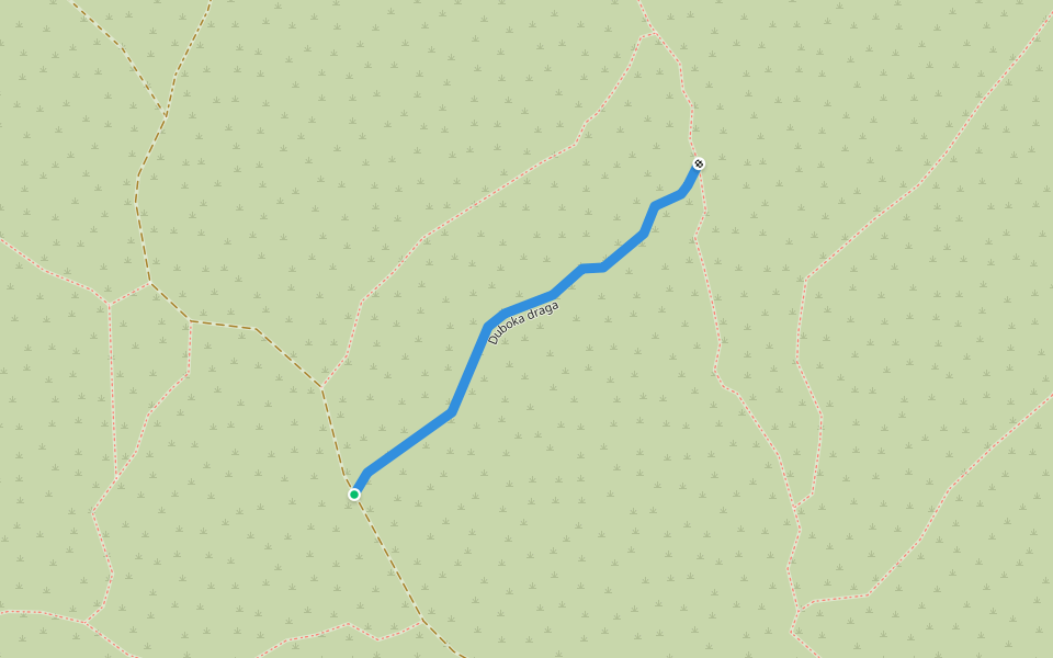Duboka draga walking route map in Donje Raštane