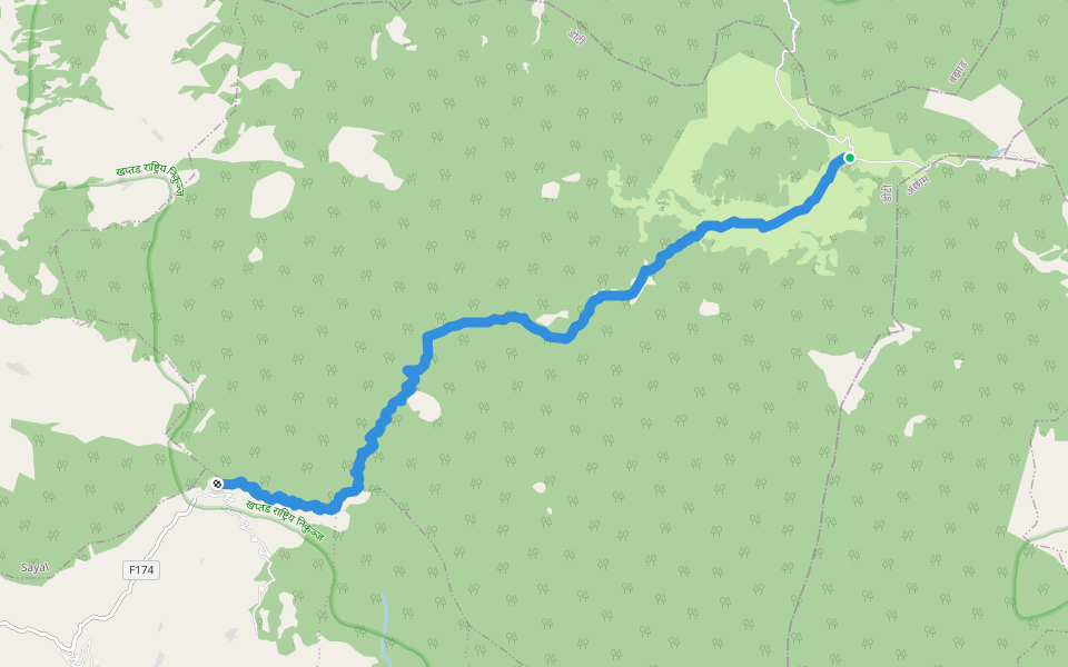 Khaptda Trekking Trail walking route map in Toleni