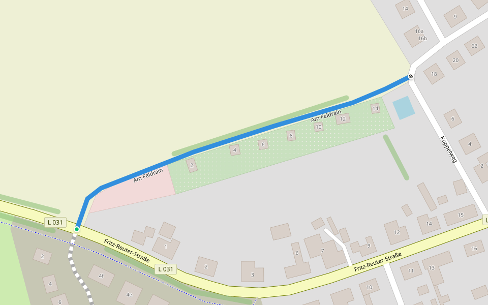 Am Feldrain walking route map in Hohen Viecheln