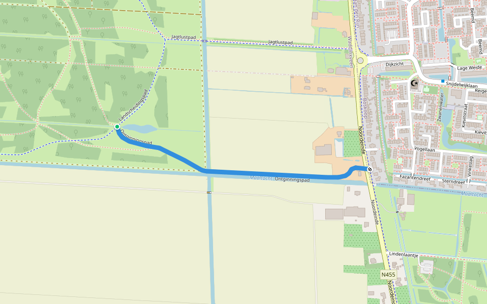 Ontginningspad walking route map in Waddinxveen