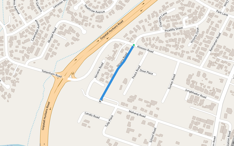 Nirvana Road walking route map in Verulam