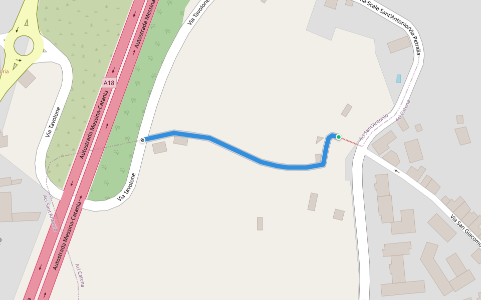 Via Tavolone walking route map in Aci Catena