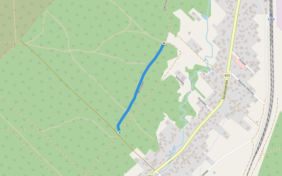 Wrzosowa walking route map in Lipa
