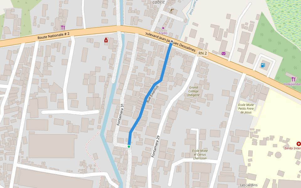 Rue Exantus walking route map in Garde Cote