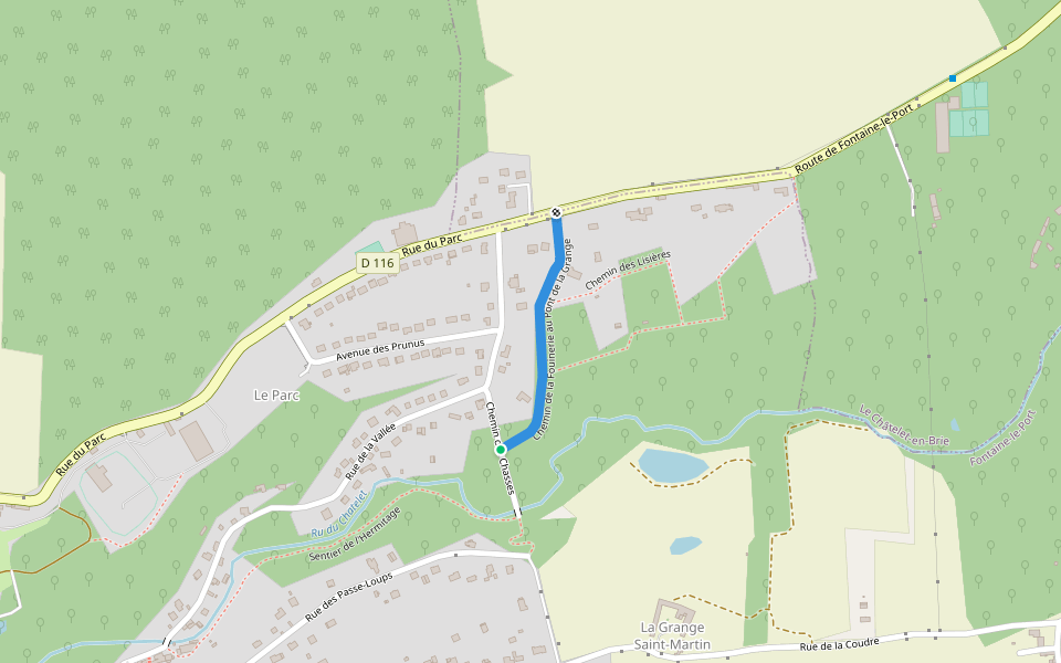 Chemin de la Fouinerie au Pont de la Grange walking route map in Fontaine-le-Port