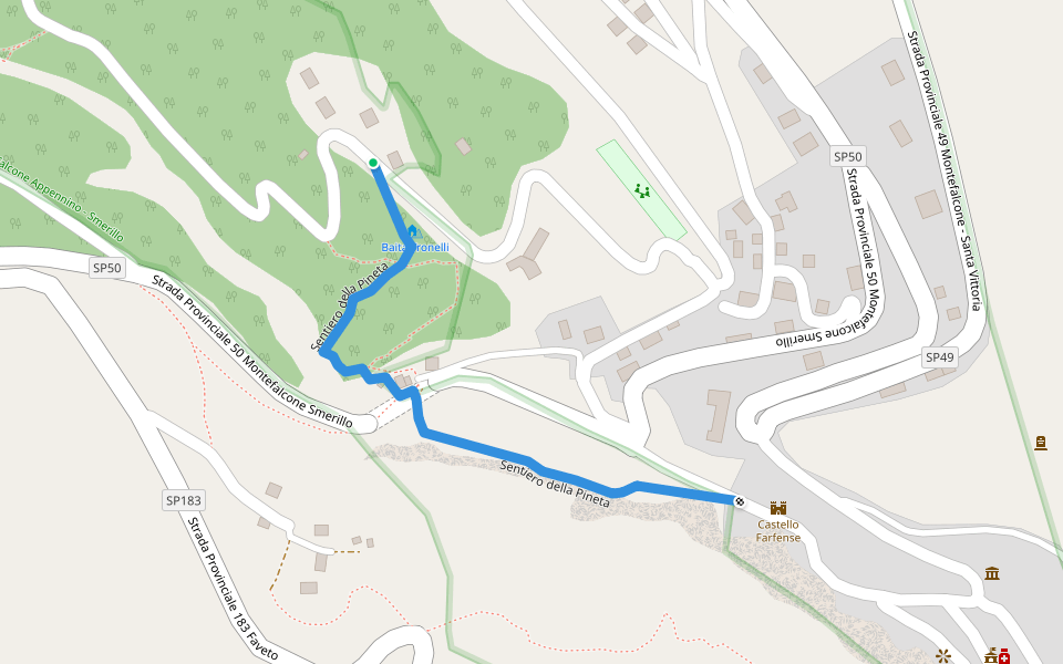 Sentiero della Pineta walking route map in Montefalcone Appennino