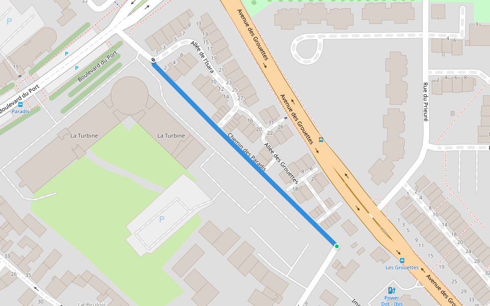 Chemin des Paradis walking route map in Cergy