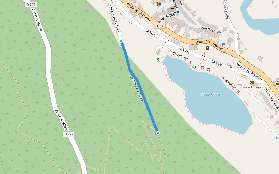 Chemin de la Casse walking route map in Le Lauzet-Ubaye