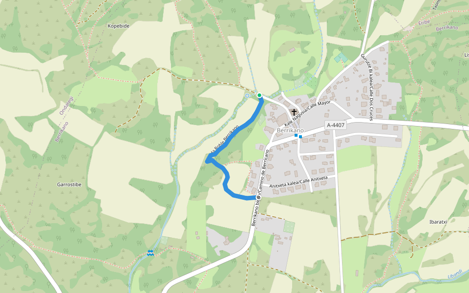 Senda Roble Berrikano walking route map in Berrikano