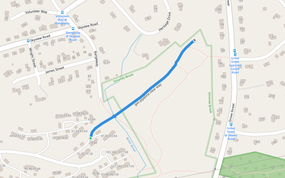 gas pipeline clear way walking route map in Lexington