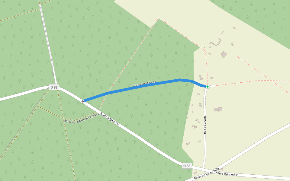 Chemin du Chastel walking route map in Illeville-sur-Montfort