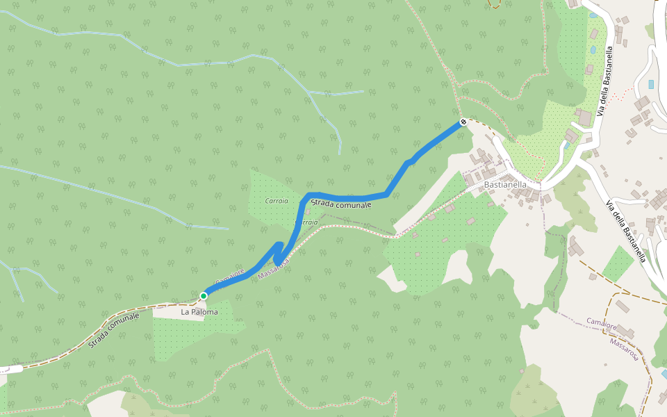 Strada comunale walking route map in Pedona