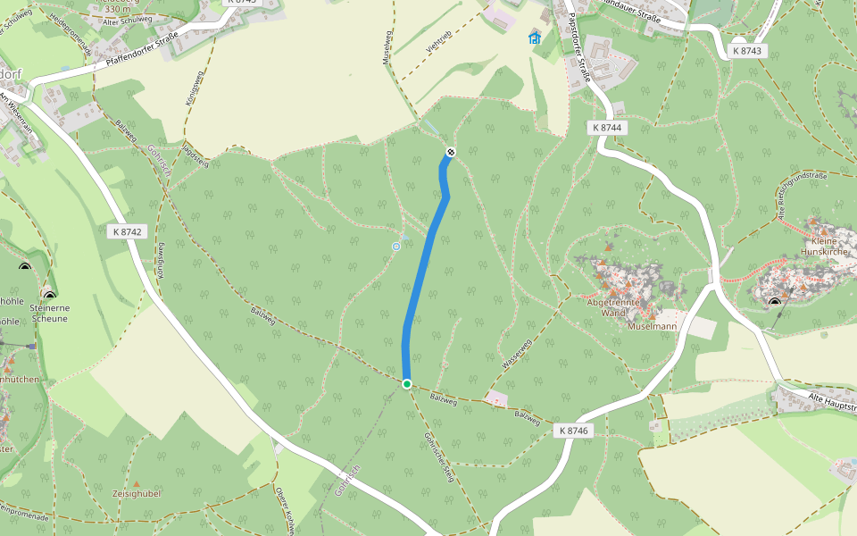 Cunnersdorfer Steig walking route map in Gohrisch