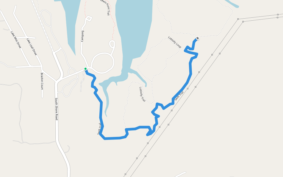 Swift Trail walking route map in Bastrop