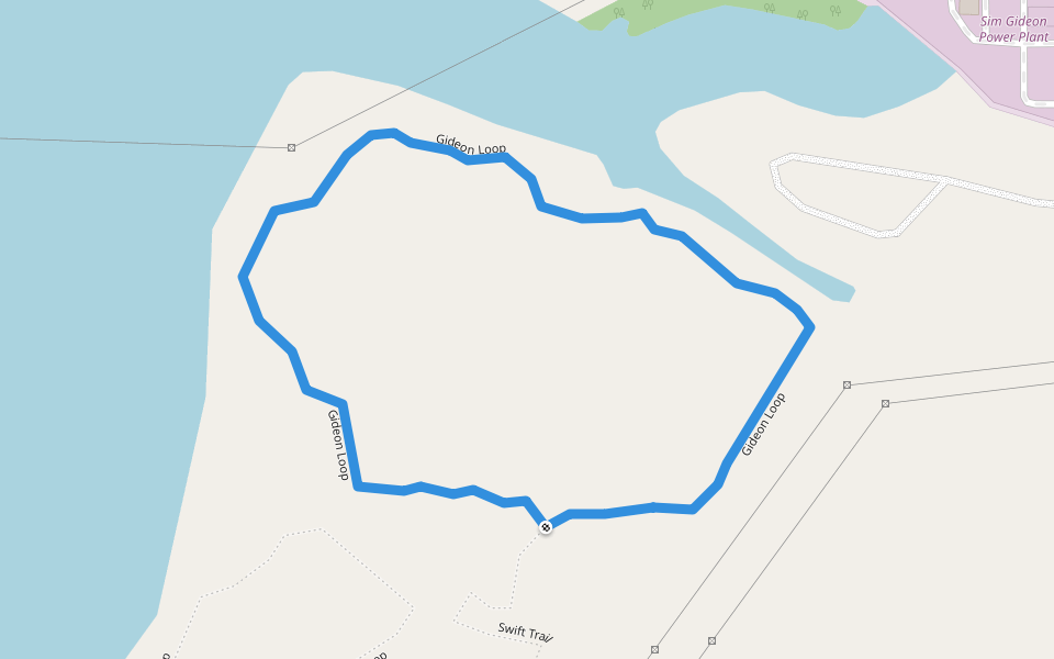 Gideon Loop walking route map in Bastrop