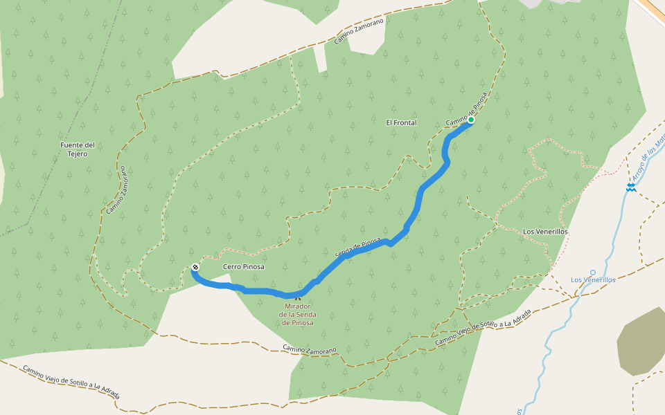 Senda de Pinosa walking route map in Sotillo de la Adrada