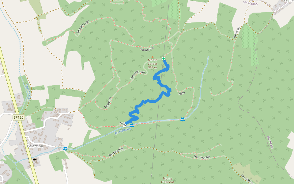 Madonnina Trail walking route map in Palazzina