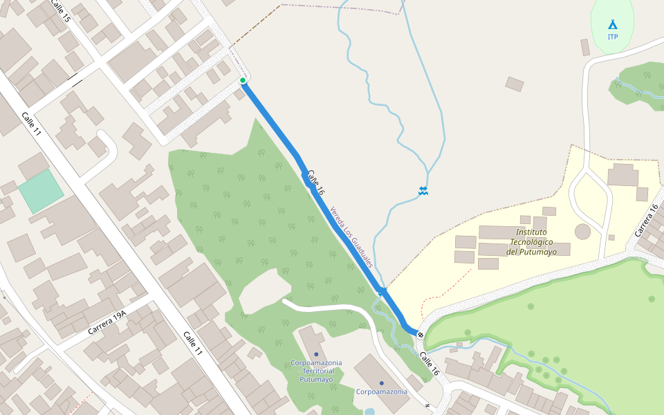 Calle 16 walking route map in Mocoa