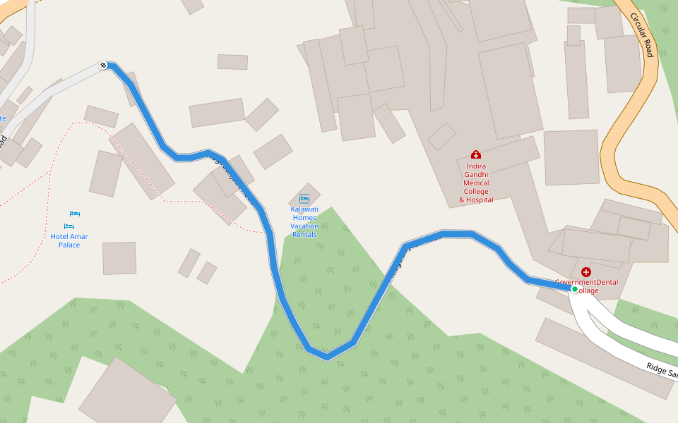 Ridge Sanjauli Road walking route map in Shimla