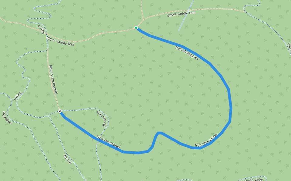 Trois Montagnes walking route map in Huntington