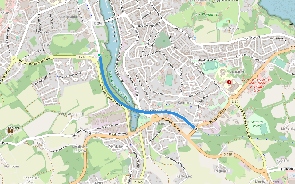 Promenade Paul Édouard Paulet walking route map in Douarnenez