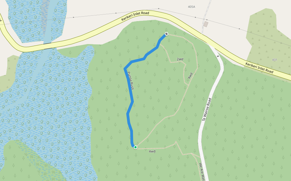 Punga Rush walking route map in Kerikeri