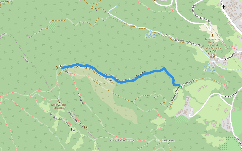 76 - Sent. Adami - costa alta dea Val Granda walking route map in Cornuda
