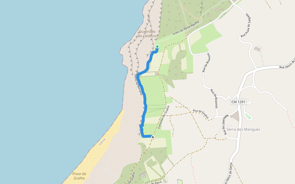 Trilho da Barreira walking route map in São Martinho do Porto