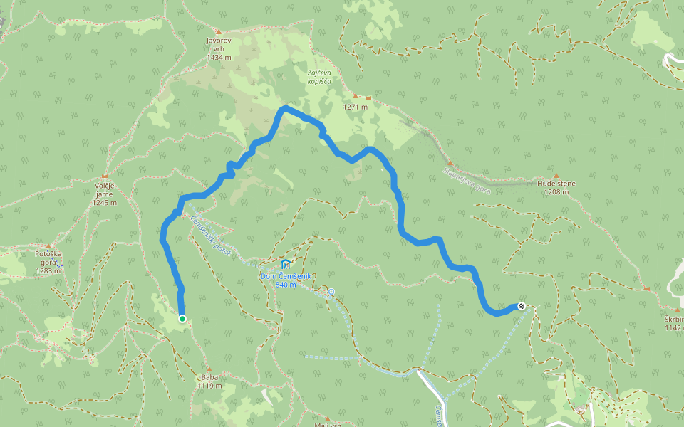Panoramska pot walking route map in Potoče