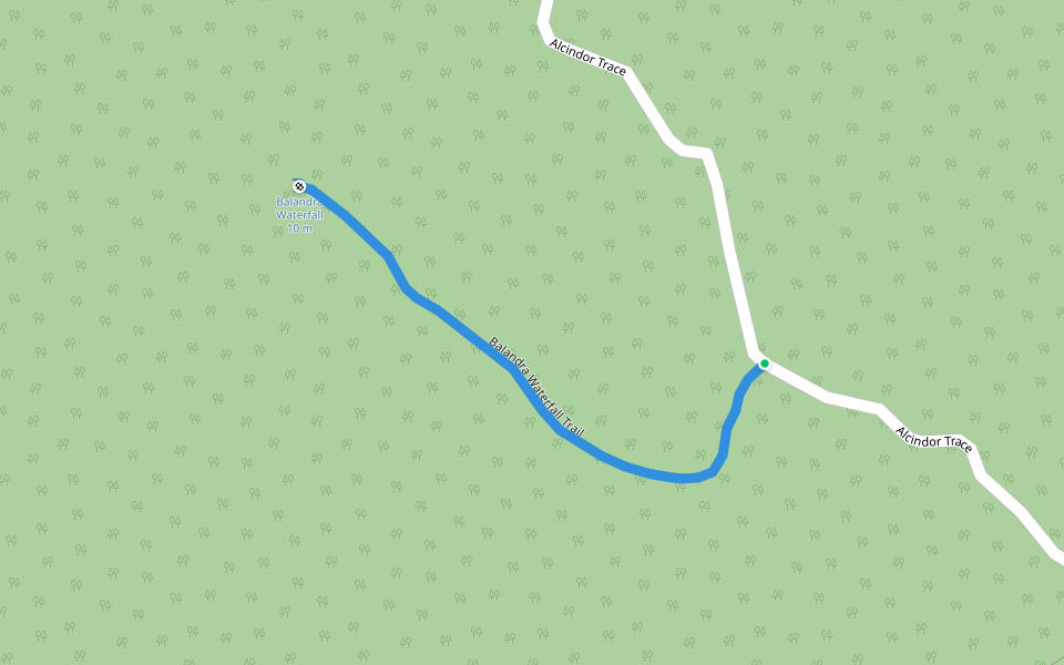 Balandra Waterfall Trail walking route map in Rampanalgas